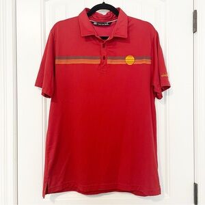 Travis Mathew Red Collared Golf Polo Shirt Size Large